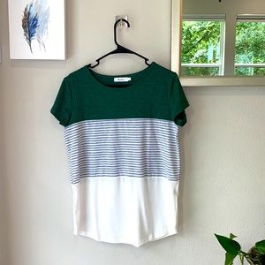 Never worn, oversized tri-color top